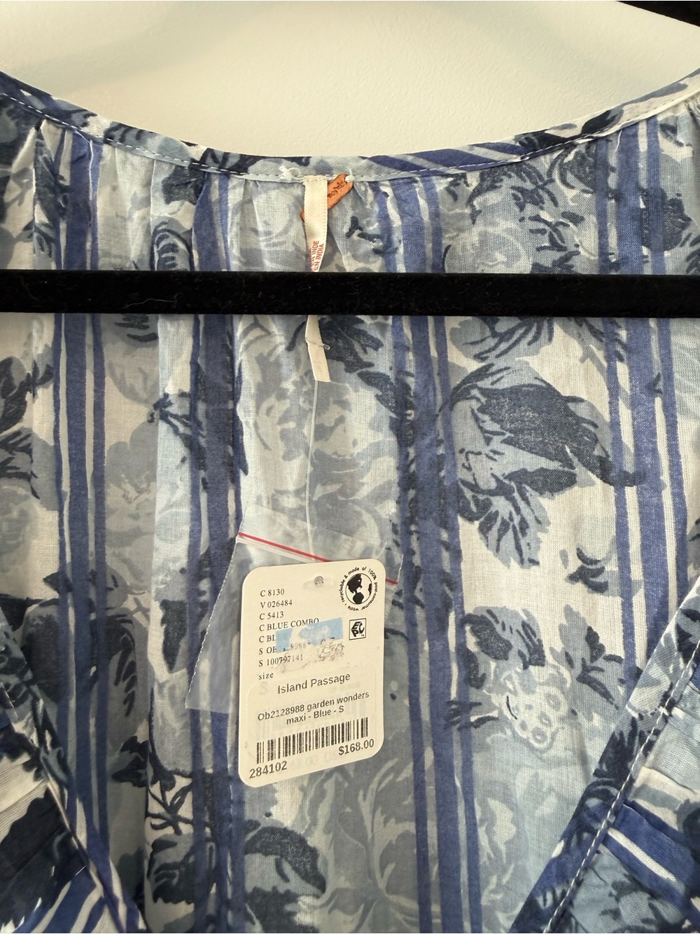 Free People NWT Blue Floral Midi Dress S - Picture 6 of 9